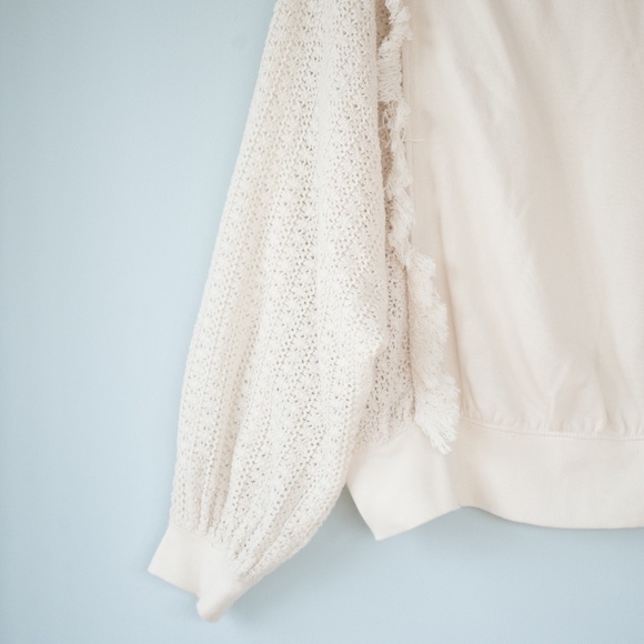 Free People S Ivory Crochet Dolman Sleeve Sweater - Picture 7 of 11